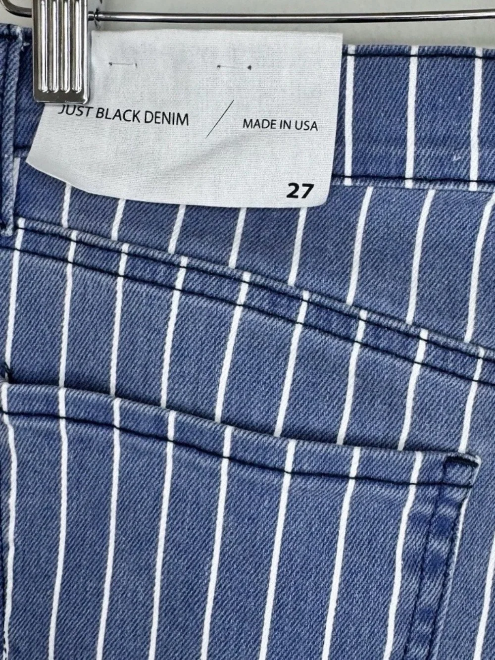 Just Black Denim Barrel Leg Jeans Navy Stripe Women’s 27 NEW W Tags High Rise - Picture 3 of 5